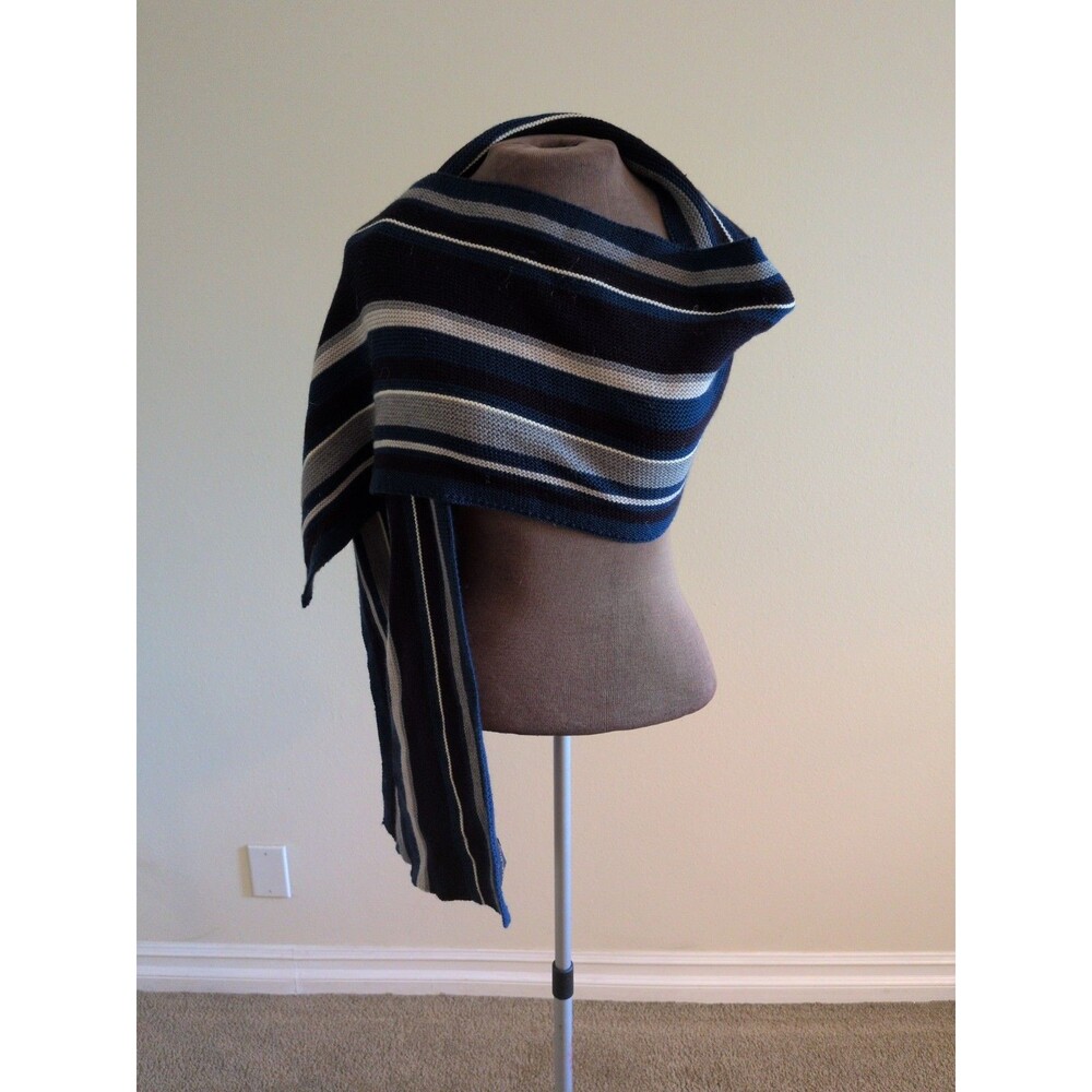 Banana Republic Extra Fine Merino Wool unisex 68 X 12 Long Double Layer Blues